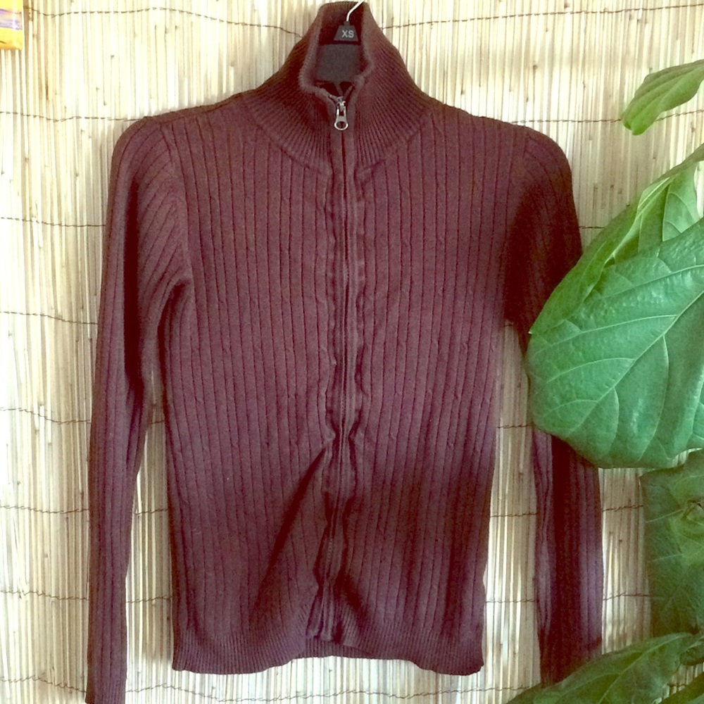 Mocha Zip Up Sweater